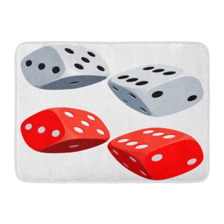 GODPOK Pair Black Casino Two White and Red Dices Chance Rolling Rug Doormat Bath Mat 23.6x15.7 inch