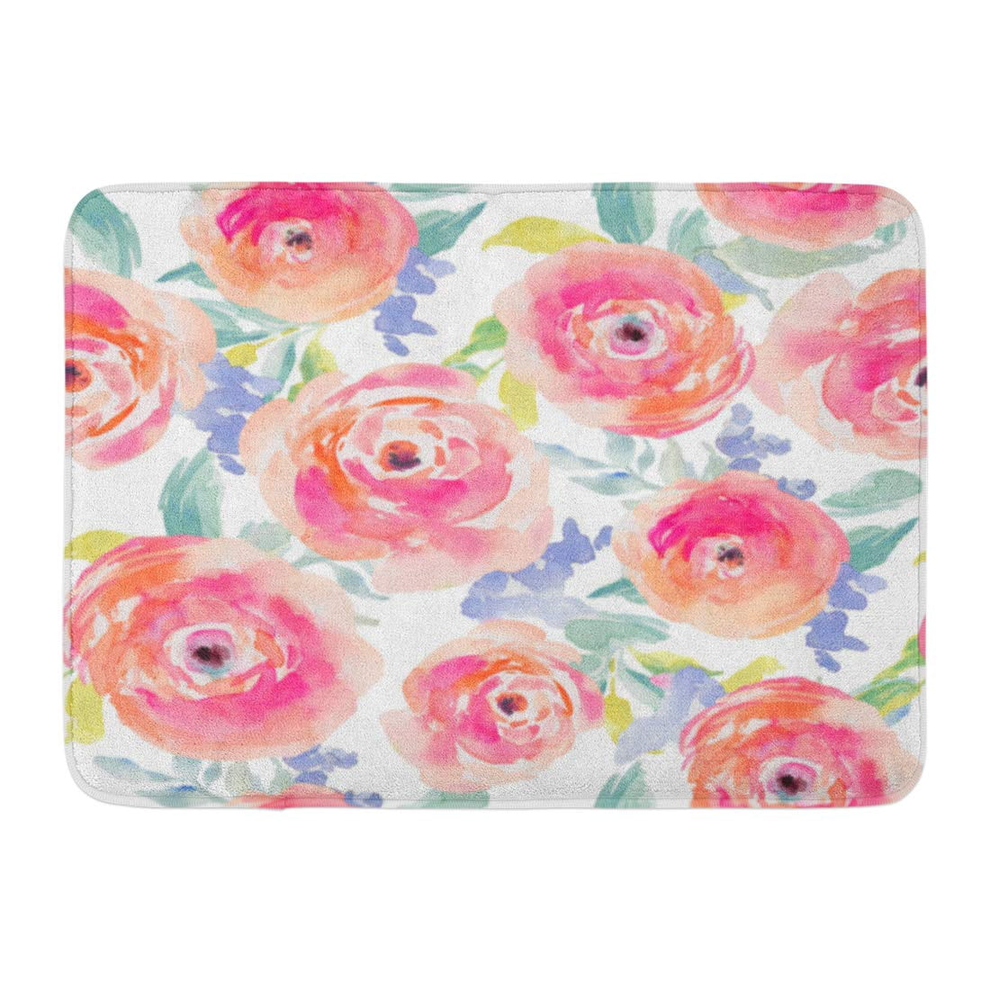GODPOK Peony Cute Pink Watercolor Flower Pattern with Peonies Rug ...