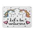 thumbnail image 1 of GODPOK Pink Animal Black Cute Let's Be Unicorns Hand Writing Text with Pair of Drawing White Colorful Horn Rug Doormat Bath Mat 23.6x15.7 inch, 1 of 1