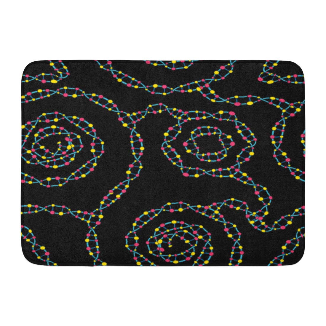 Biology Rug Design GODPOK Pink Atom Black 60S Science with Colourful DNA Molecules Pattern ...
