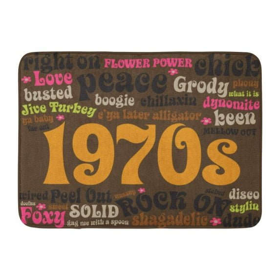 GODPOK Pink Groovy Brown Disco 1970S Phrases and Slangs Green Flower Vintage Rug Doormat Bath Mat 23.6x15.7 inch