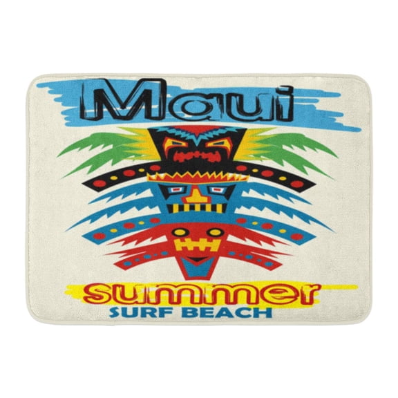GODPOK Pole Hawaiian Maui Summer Surf Beach Cartoon Tikis Totem American Rug Doormat Bath Mat 23.6x15.7 inch