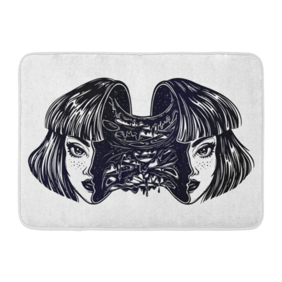 GODPOK Portriat of The Radioactive Human Zombie Girl with Head Open and Full Slime Goo Creepy Sci Fi Tattoo Rug Doormat Bath Mat 23.6x15.7 inch