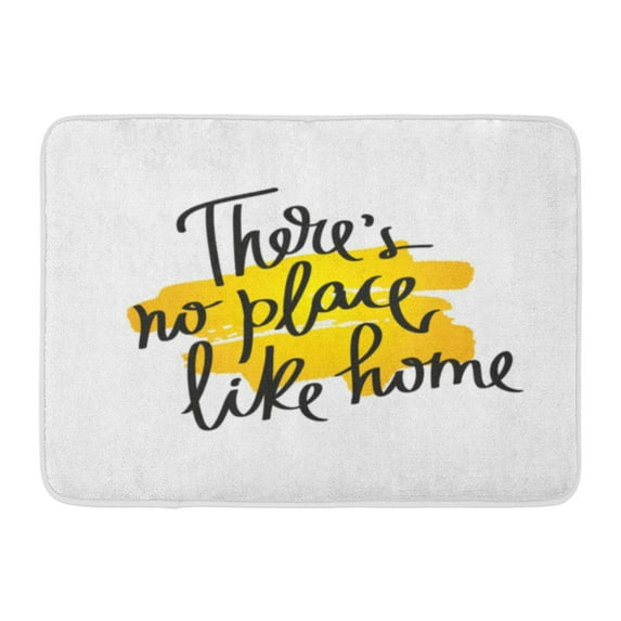 GODPOK Proverb There is No Place Like Fashionable Calligraphy on White with Smear of Yellow Ink Motivational Rug Doormat Bath Mat 23.6x15.7 inch