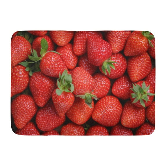 GODPOK Red Berry Colorful Strawberry Fresh Ripe Strawberries Shot Directly Above Green Agriculture Color Rug Doormat Bath Mat 23.6x15.7 inch