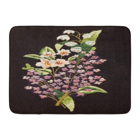 GODPOK Red Canvas Colorful Old Embroidery Green Abstract Craft Rug Doormat Bath Mat 23.6x15.7 inch