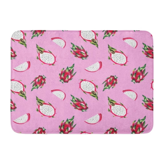 GODPOK Red Delicious Colorful Bright Watercolor Dragon Fruits Pattern Pink Cactus Diet Rug Doormat Bath Mat 23.6x15.7 inch