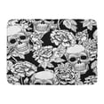 thumbnail image 1 of GODPOK Scroll Black Rose with Skull Flowers Peony Gold Tattoo Style Grunge Rock and Roll Design Dead Anatomy Rug Doormat Bath Mat 23.6x15.7 inch, 1 of 1