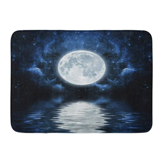 GODPOK Silhouette Black Space Night Sky with Stars Moon and Clouds of This Furnished by NASA Blue Reflection Rug Doormat Bath Mat 23.6x15.7 inch