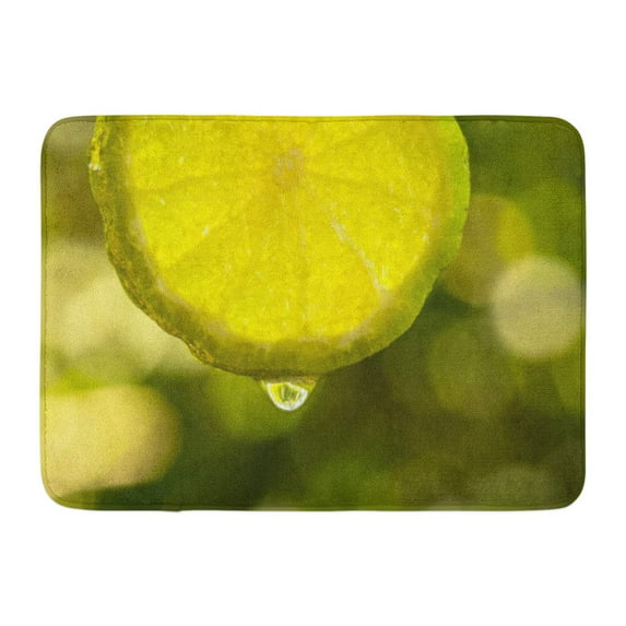 GODPOK Single Cross Section of Lime with Water Drop is Hybrid Citrus Fruit Which Typically Round Containing Rug Doormat Bath Mat 23.6x15.7 inch