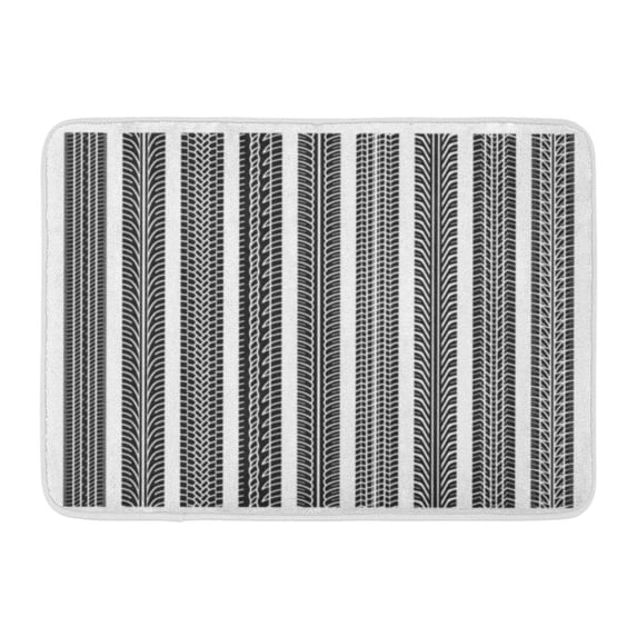 GODPOK Skid Black Car Collection of Tire Tracks Marks Tread Silhouette Pattern for Machine and Vehicle Trace Rug Doormat Bath Mat 23.6x15.7 inch