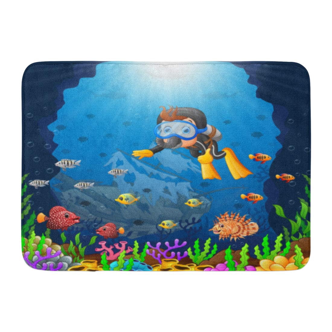 GODPOK Snorkeling Blue Water Cartoon Diver Under The Sea Fish Animal ...
