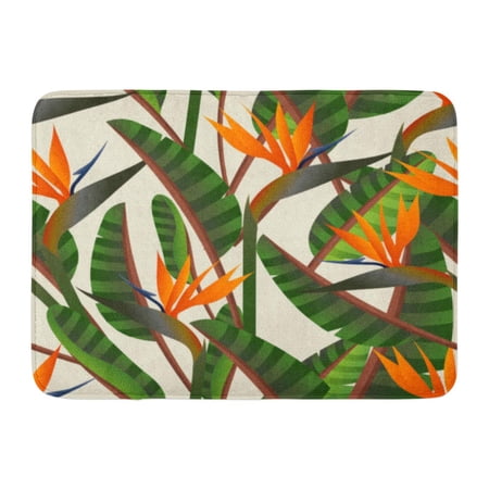 GODPOK Spring Time Contemporary Bird of The Paradise Flowers File Layered for Easy Manipulation and Custom Rug Doormat Bath Mat 23.6x15.7 inch