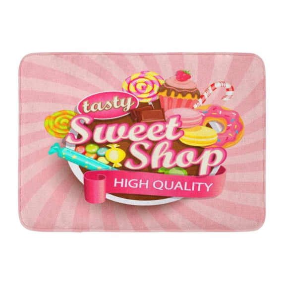 GODPOK Store Candy Sweet Label Emblem Your Design Dessert Bar Rug Doormat Bath Mat 23.6x15.7 inch
