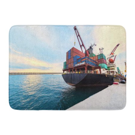 GODPOK Tariff Container Ship Commercial Vessel Alongside in Port for Loading and Discharging Services Maritime Rug Doormat Bath Mat 23.6x15.7 inch