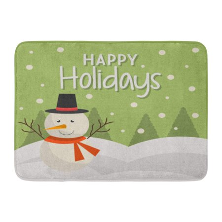 GODPOK Text Red Snowman Happy Holidays Christmas Season Design Graphic Cartoon Calligraphy Rug Doormat Bath Mat 23.6x15.7 inch