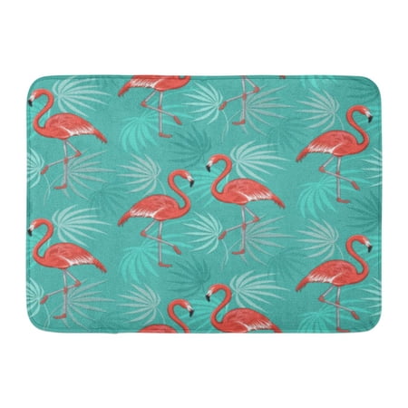 GODPOK Topical Pink Retro Flamingo Birds Leaves Jungle Animal Rug Doormat Bath Mat 23.6x15.7 inch