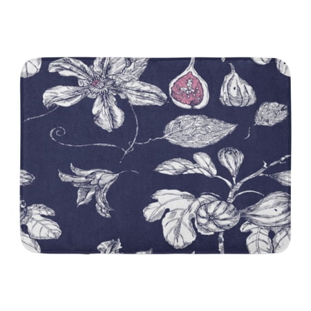 GODPOK Tree Pink Tropical with Garden Dates and Flowers on Indigo in White Quince Abstract Rug Doormat Bath Mat 23.6x15.7 inch