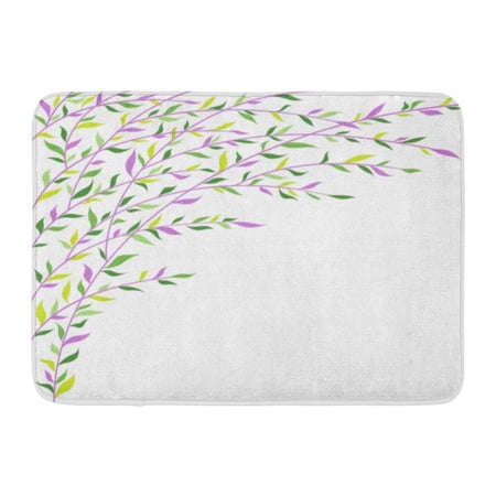 GODPOK Tree Willow Green and Lilac Leaves Border Abstract Floral Pattern Leaf Branch Rug Doormat Bath Mat 23.6x15.7 inch