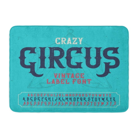 GODPOK Typeface Carnival Vintage Label Named Crazy Circus with of Tent on The Alphabet ABC Rug Doormat Bath Mat 23.6x15.7 inch
