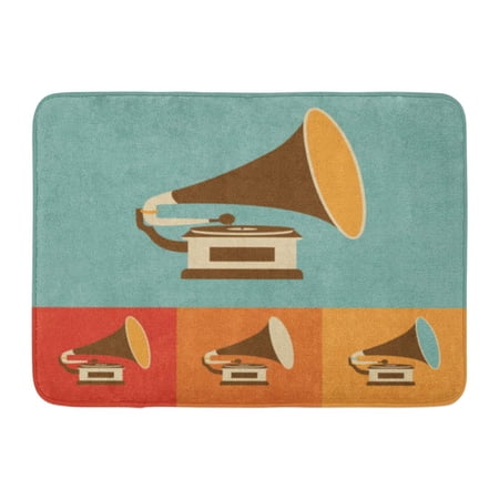 GODPOK Vintage Phonograph Retro Old Record Player Music Vinyl Rug Doormat Bath Mat 23.6x15.7 inch