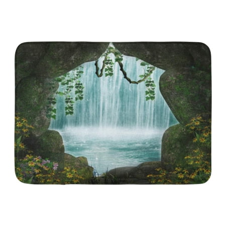 GODPOK Water Fantasy Magic Cave and Waterfall Rock Nature Rug Doormat Bath Mat 23.6x15.7 inch
