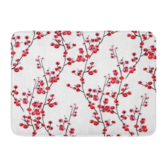 GODPOK Watercolour Elegant with Holly Berries Design Winter Holiday Manufacturing Watercolor Style December Rug Doormat Bath Mat 23.6x15.7 inch