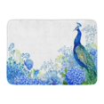 thumbnail image 1 of GODPOK White Colorful Abstract for Big Bird and Peacock Blue Flowers Watercolor Hand Painting Green Animal Rug Doormat Bath Mat 23.6x15.7 inch, 1 of 1