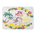 thumbnail image 1 of GODPOK White Lei Retro Hawaiian Design of Hula Girl Dancing on Beach in Front Tropical Flowers and Palm Trees Rug Doormat Bath Mat 23.6x15.7 inch, 1 of 1