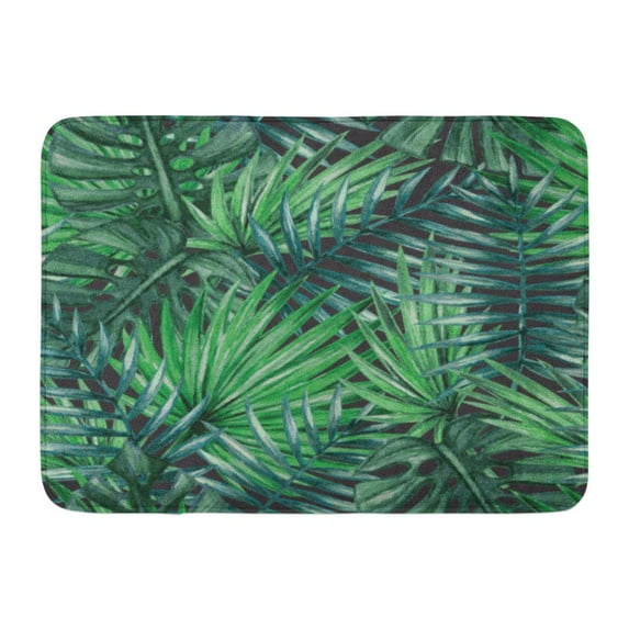 GODPOK White Tree Green Leaf Watercolor Tropical Palm Leaves Colorful Plant Exotic Rug Doormat Bath Mat 23.6x15.7 inch