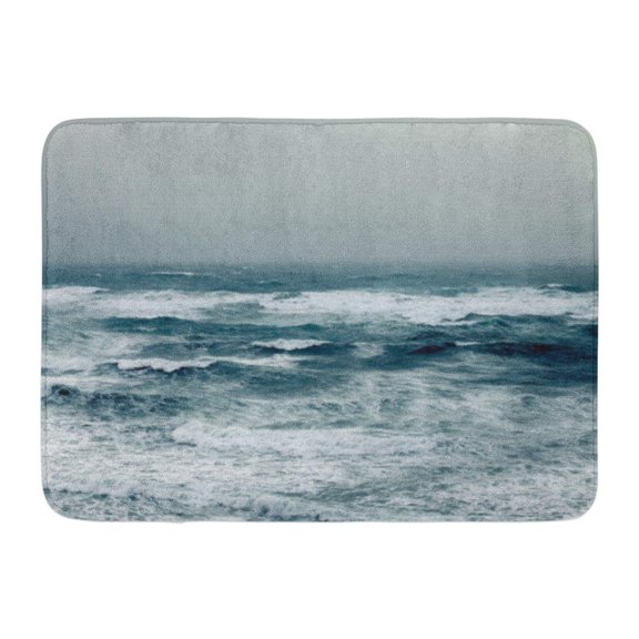 GODPOK White Winter Green Ocean Storm at Sea Blue Stormy Panoramic Rug Doormat Bath Mat 23.6x15.7 inch
