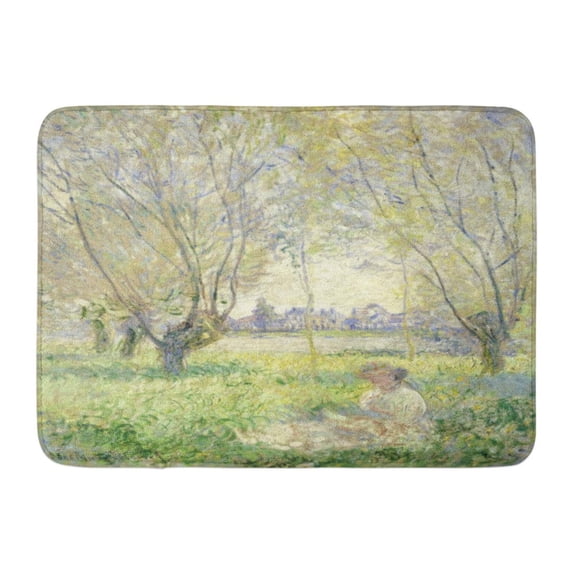 GODPOK Woman Seated Under The Willows by Claude Monet 1880 French Impressionist Painting Oil on Canvas Figure Rug Doormat Bath Mat 23.6x15.7 inch