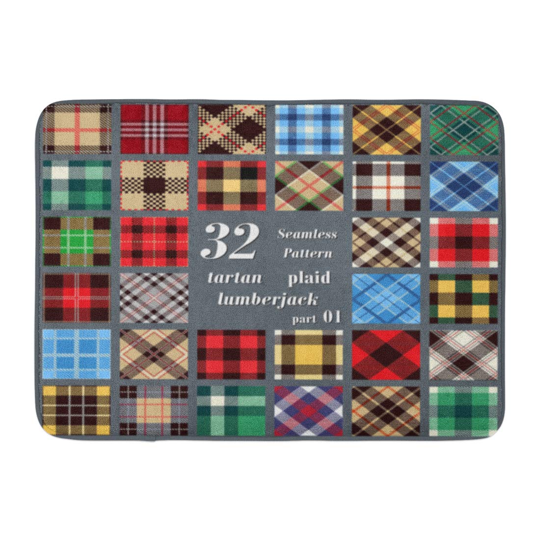 GODPOK Wool Plaid Tartan Trendy for Tiles Suits and House Interior As Well for Hand Crafts Flannel Lumberjack Rug Doormat Bath Mat 23.6x15.7 inch - image 1 of 1
