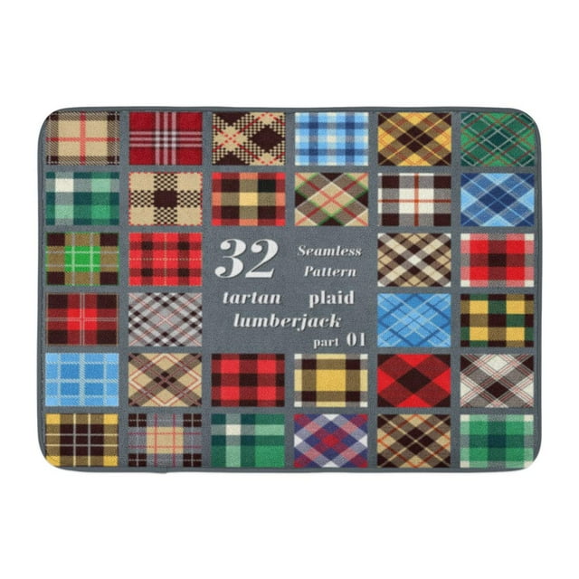 GODPOK Wool Plaid Tartan Trendy for Tiles Suits and House Interior As Well for Hand Crafts Flannel Lumberjack Rug Doormat Bath Mat 23.6x15.7 inch