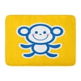 thumbnail image 1 of GODPOK Yellow Simple Cartoon of Cute Monkey Character for Symbol Sticker Nursery Story Book Blue Color Mascot Rug Doormat Bath Mat 23.6x15.7 inch, 1 of 1