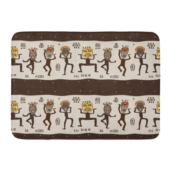 GODPOK Zulu Africa Dancing Figures Wearing African Masks Primitive Anthropology Ethnic Rug Doormat Bath Mat 23.6x15.7 inch
