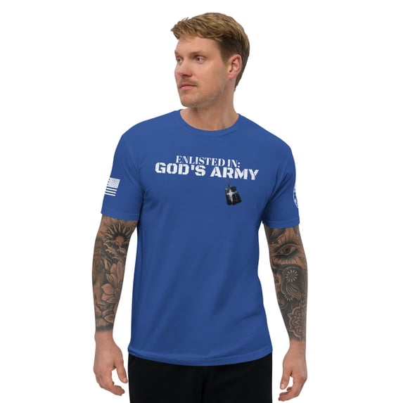 GODS ARMY men Fitted T-shirt (Royal Blue, S)