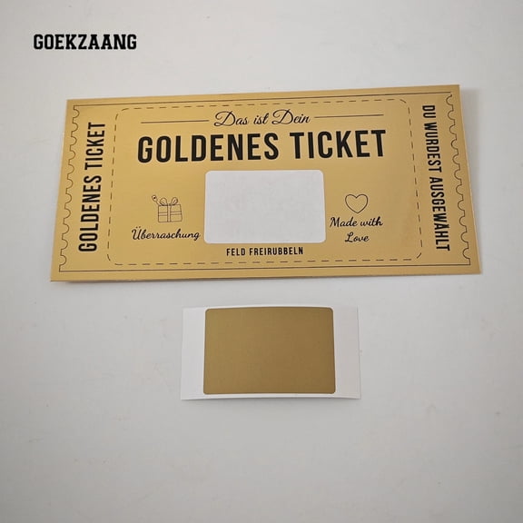 GOEKZAANG Printed promotional scratch card Golden Ticket Design, Scratch - Off Surprise, for Gifts and Marketing