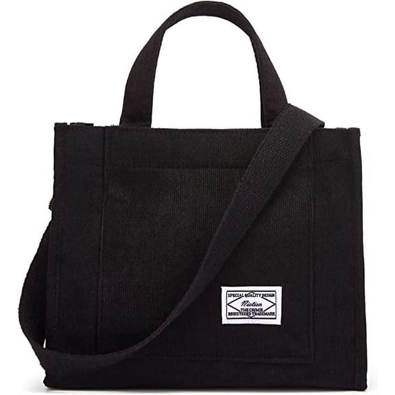 GOERTI Women's Corduroy Satchel Hobo Handbag, Black