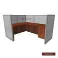 thumbnail image 1 of GOF 1 Person Workstation Cubicle (6’D x 6’W x 4’H, Dark Cherry) Office Partition with Desk & Pedestal Set, 1 of 10