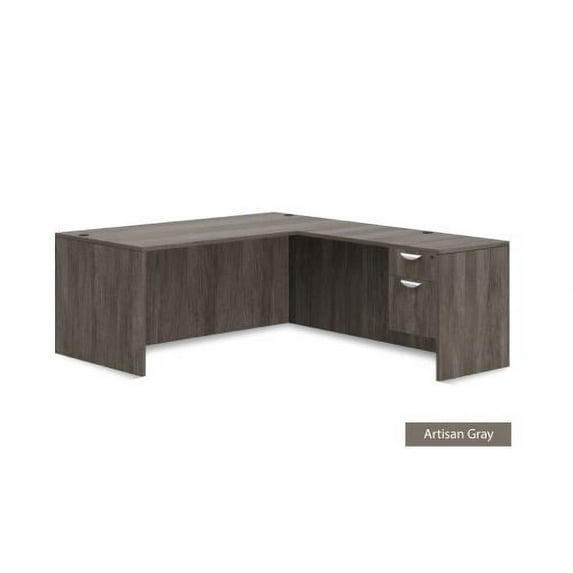 GOF 1 Person Workstation Cubicle (5.5'D x 6'W x 4'H) / Office Partition, Room Divider (L-Shape Desk Only, Artisan Grey)