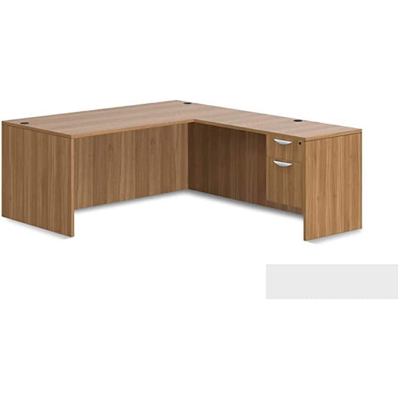GOF 1 Person Workstation Cubicle (5.5'D x 6'W x 4'H) / Office Partition, Room Divider (L-Shape Desk Only, Walnut)