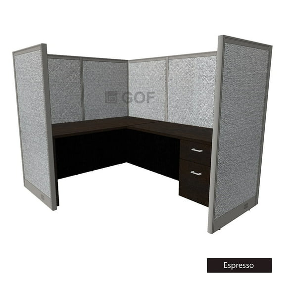 GOF 1 Person Workstation Cubicle (6D x 6W x 5H, Espresso) Office Partition with Desk & Pedestal Set