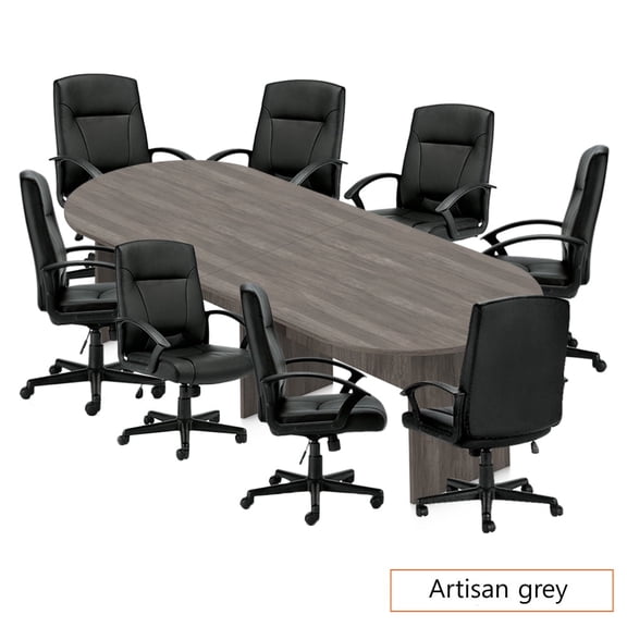 GOF 10 Ft. Artisan Gray Conference Table with 8 Luxhide Office Chairs (G11776B) – Premium Meeting Room Set