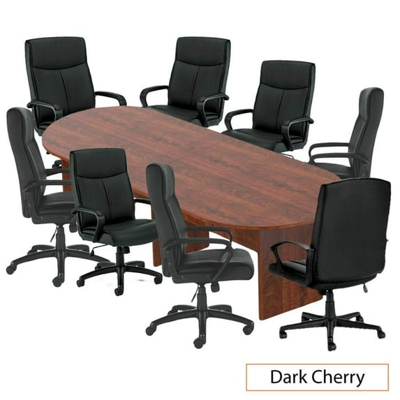 GOF 10 Ft. Dark Cherry Conference Table with 8 Ergonomic Executive Chairs (G11782B) – Premium Office Meeting Room Set