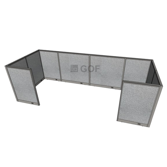 GOF 2 Person Workstation Cubicle (5.5’D x 13’W x 4’H) / Office Partition, Room Divider (48"H Cubicle Olny, Grey)