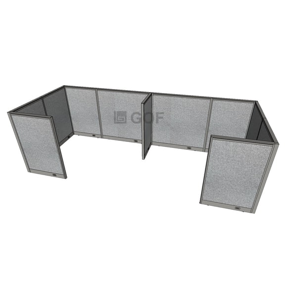 GOF 2 Person Workstation Cubicle (5.5’D x 13’W x 4’H-W) / Office Partition, Room Divider (48"H-W Cubicle Olny, Grey)