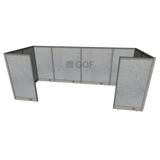 GOF 2 Person Workstation Cubicle (5.5’D x 13’W x 5’H) / Office Partition, Room Divider (60"H Cubicle Olny, Grey)