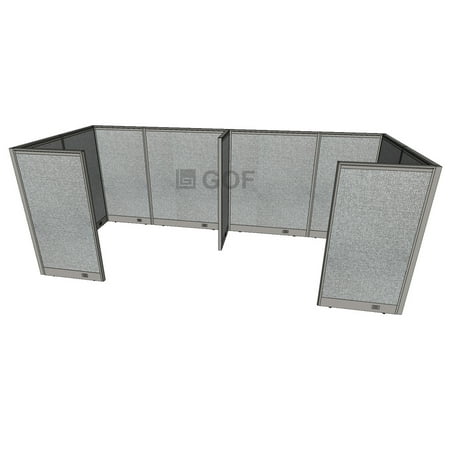GOF 2 Person Workstation Cubicle (5.5’D x 13’W x 5’H-W) / Office Partition, Room Divider (60"H-W Cubicle Olny, Grey)