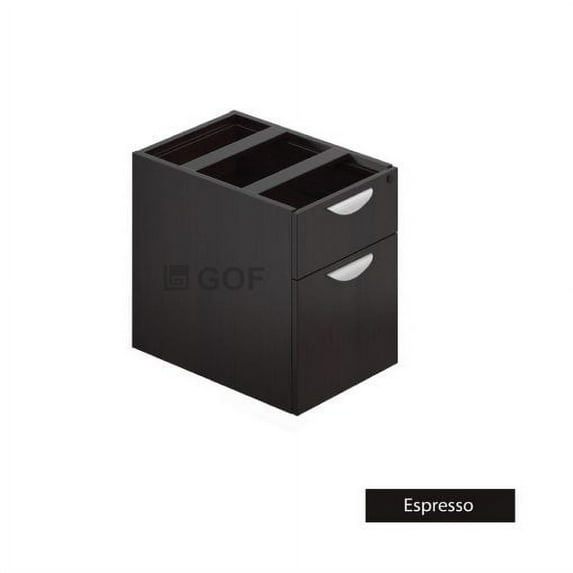GOF 2 Person Workstation Cubicle (5.5’D x 13’W x 6’H) / Office Partition, Room Divider (Pedestal Only, Espresso)